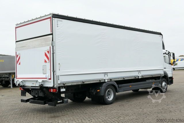Camión plataforma con toldo MERCEDES-BENZ 1521 L Atego 4x2, 8.100mm lang, LBW, Junge,Klima