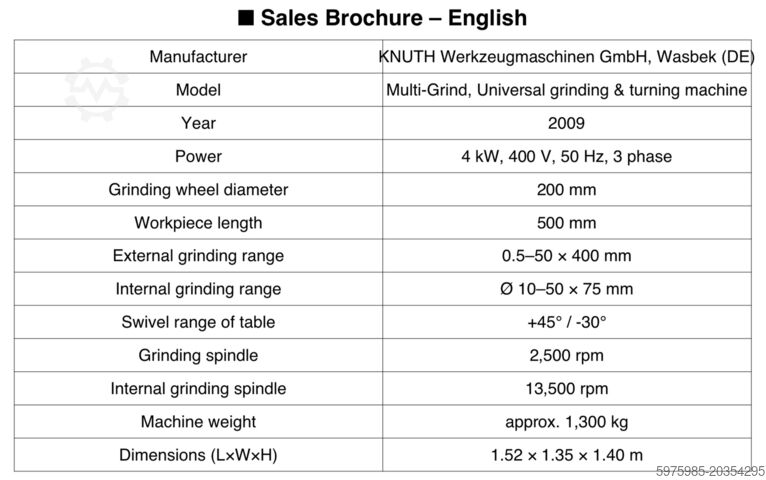 Tool and Cutter Grinder Knuth Universal Schleif- u. Drehmaschine Multi Grind 102781