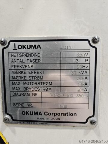 Torno CNC Okuma LU 15 M U1000 MM + bar feeder TwinTurret