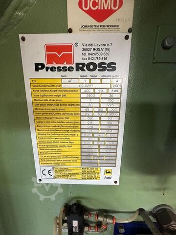Ekscentrična stiskalnica Presse Ross 40V-4