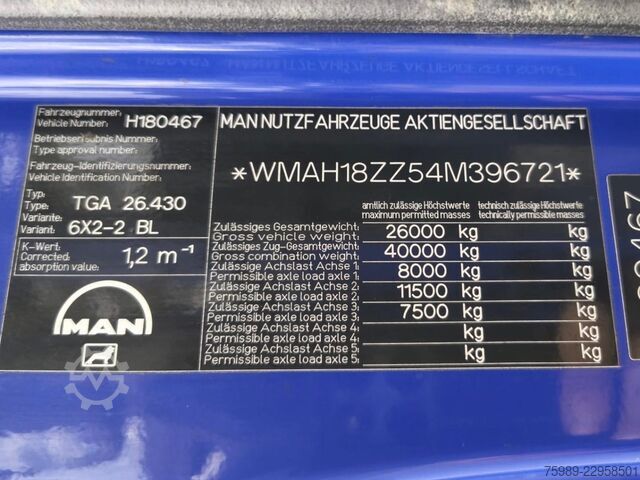 валіза MAN TGA 26.430 6x2  695145 km original, RETARDER Go...