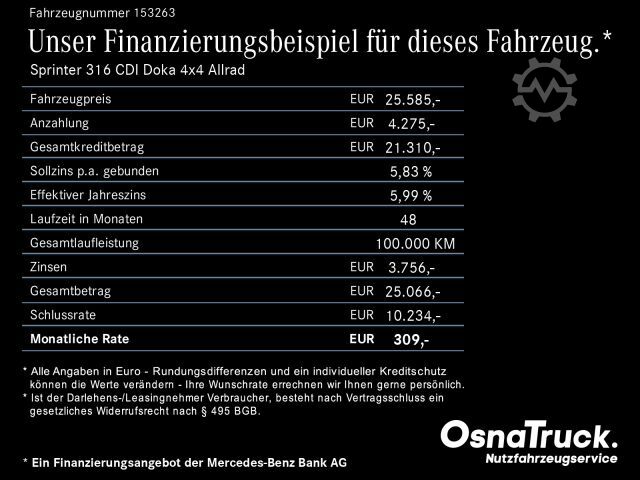 Пикап ван MERCEDES-BENZ Sprinter 316 CDI Doka 4x4 Allrad Klima, AHK 3,5t