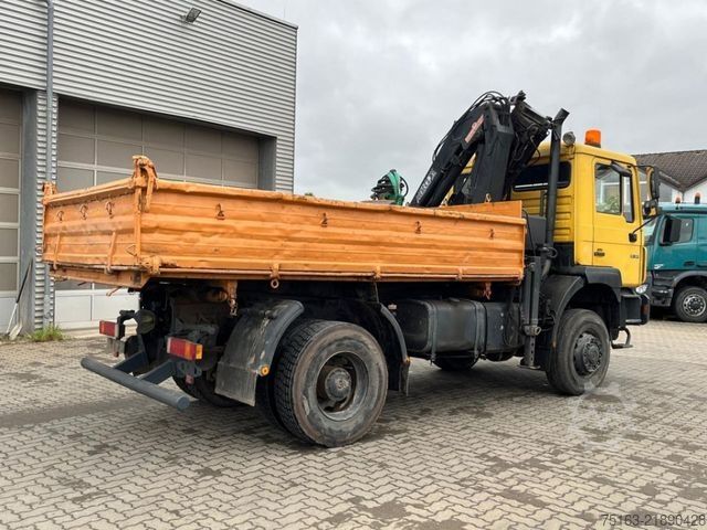Üç taraflı damperli kamyon MAN F2000 19.343 FAK 2-Achs Allradkipper Kran