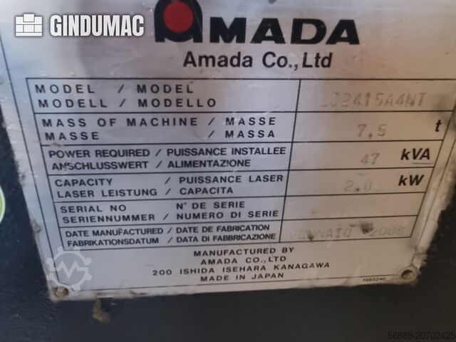 Stroj za rezanje CO2 laserom AMADA LC-2415 ALPHA IV