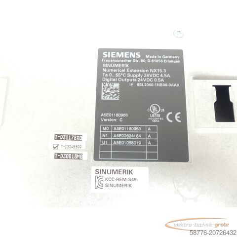 Siemens komponent Siemens 6SL3040-1NB00-0AA0 Numeric Contr. Extension NX15.3 SN T-D36132246
