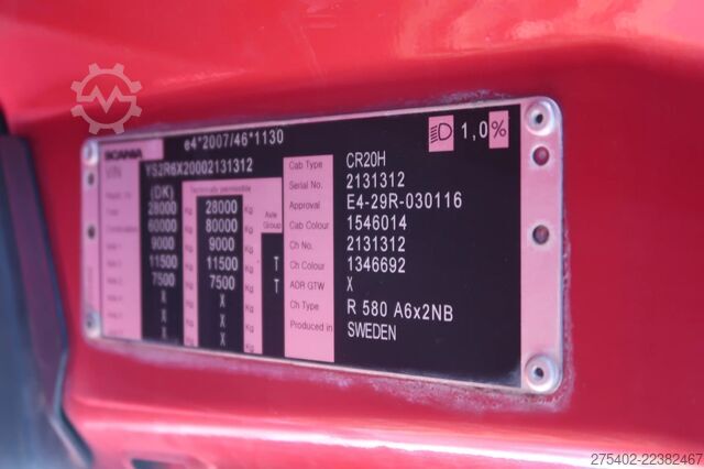 Estándar-SZM Scania R580 V8 NGS RETARDER/ FULL AIR/ HYDRAULICS/ ACC