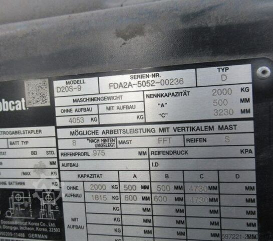 Περονοφόρα πετρελαίου Bobcat D20S-9 Neupreis 30.000 Euro Sonderpreis 22.000 Euro