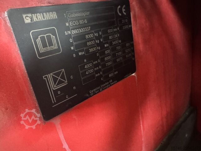 ECG 80 / 6 * DEMO * Triplex friløft !! (8,0 tonn @ 600 mm !! ) KALMAR ECG 80 / 6 * DEMO * Triplex FFL !! ( 8.0 T @ 600 MM !! )