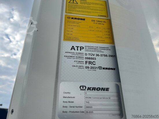 Lavbygd semitrailer KRONE SE CITY KüHLER, TK SLXI 300, 1-ACHSAUFLIEGER MIT HEBEBüHNE