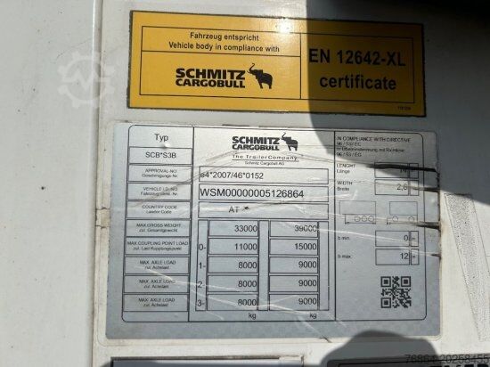 กึ่งพ่วงพื้นต่ำ SCHMITZ SCB S3B KüHLAUFLIEGER, TK SLXE 400,  LIFTACHSE, DOPPELSTOCK, BLUMENBREITE