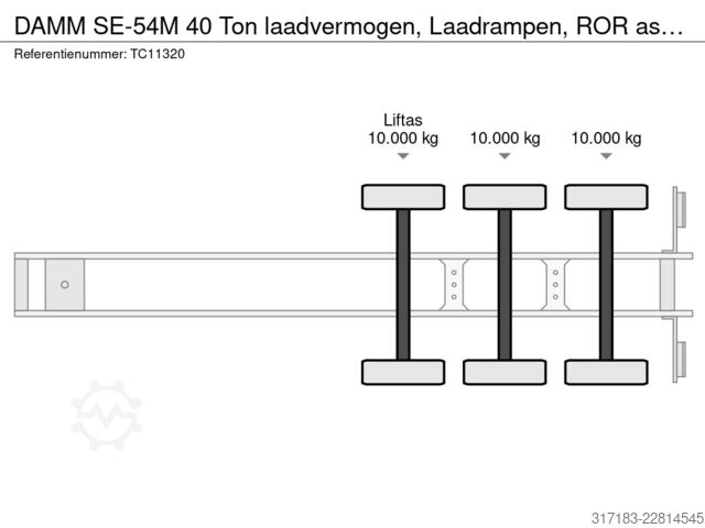 Góndola de cama semirrebajada DAMM SE-54M 40 Ton laadvermogen, Laadrampen, ROR assen