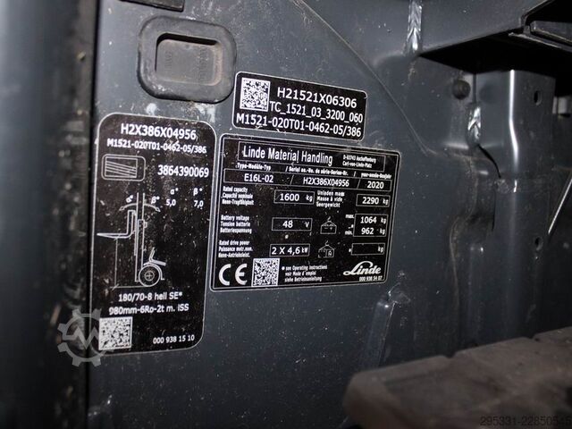 Carrello elevatore elettrico a 3 ruote Linde E 16 L-02  386