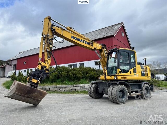 รถขุดตีนตะขาบ Komatsu PW160-8 Wheel Excavator w/ GPS, Rototilt and Clean