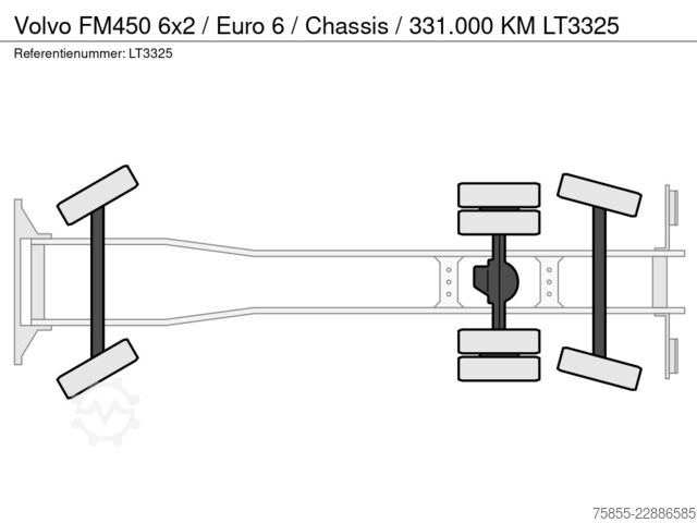 Podvozek s kabinou Volvo FM450 6x2 /  Euro 6 / Chassis  / 331.000 KM