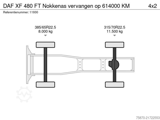 Standard-SZM DAF XF 480 FT Nokkenas vervangen op 614000 KM