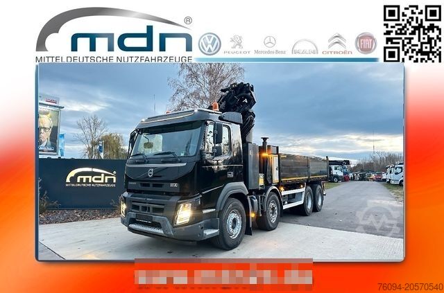 Flatbed truck VOLVO FMX 420 8x4 Montagekran 29m + JIB+Seilwinde