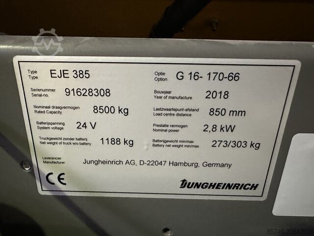 ईजेई 385 (8.5टी @ 850 एमएम!!! ) रावस के साथ !! डेमो!! JUNGHEINRICH EJE 385 ( 8.5T @ 850 MM !!!! ) with RAVAS !! DEMO !!