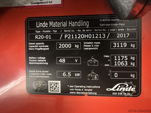 R 20 - Atex Mitrex EX 3G / 2. zona * Triplex FFL !! JAUNA baterija !! LINDE R 20 -  Atex Mitrex EX 3G / Zone 2 * Triplex FFL  !! NEW battery !!