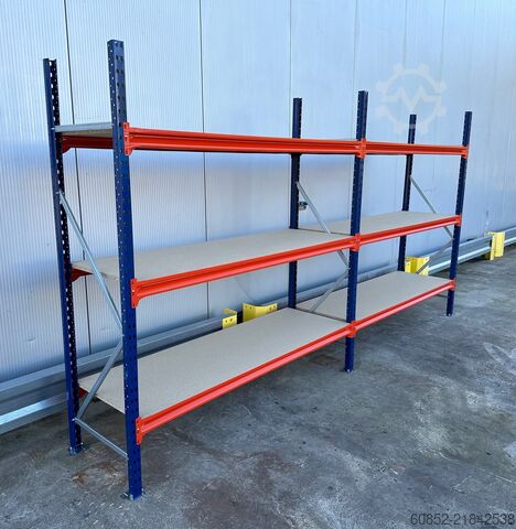 Weitspannregal ca. 3,85 lfm. Weitspannregale H: 200 cm T: 60 cm , 400 kg Fachlast , 3 Ebenen