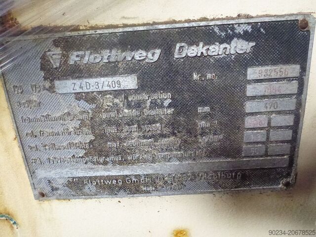 Flottweg Z4D-3/409 470mm diameter horizontale Sedicanter centrifuge FLOTTWEG Z4D-3/409