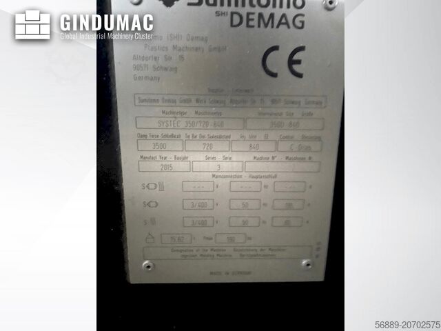 Hidraulički stroj za injekcijsko prešanje SUMITOMO SHI DEMAG Systec SP 350/720-840