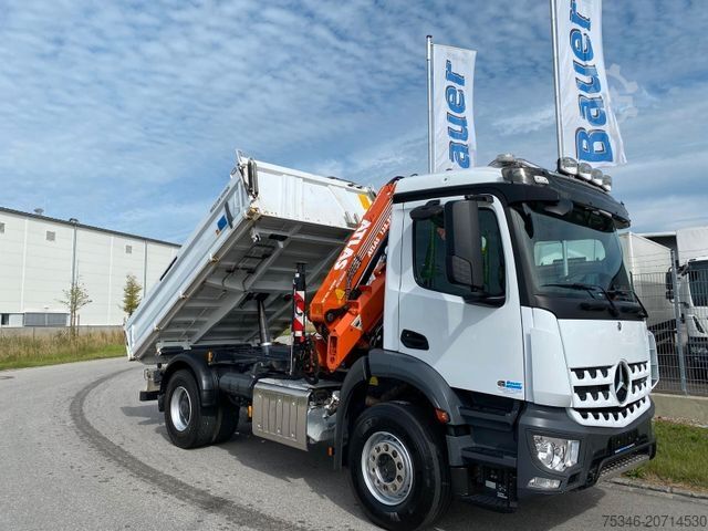 Grúa montada en camión MERCEDES-BENZ 1835 Kipper/Meiller/Atlas 135/Funk/74 tkm/Top