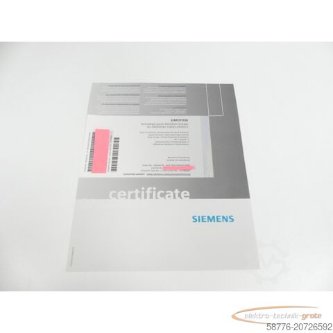 Siemens komponent Siemens certificate 6AU1820-0AA44-0AB0 for D445/D445-1/D445-2/D455-2 ung.