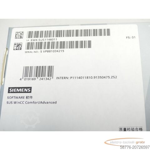 Siemens komponents Siemens EWK-SUS1146011 Software SUS WinCC Comfort / Advanced SN: SVPB81034215