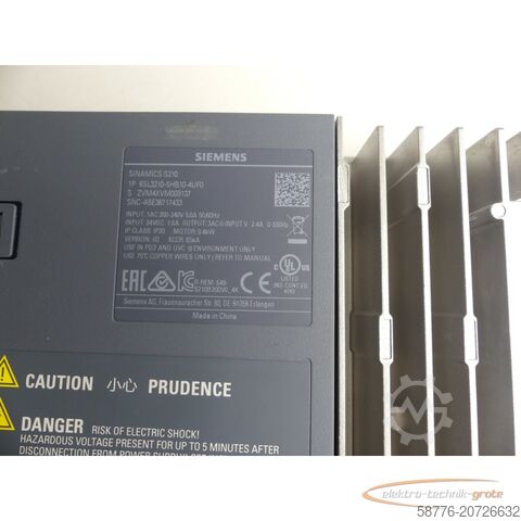 Siemens Komponente Siemens Sinamics S210 6SL3210-5HB10-4UF0 Umrichter SN:ZVM4XVM009140 0,4kW 240V~-ungebr.-