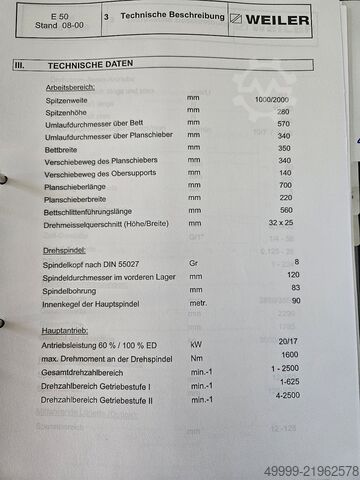 مخرطة بتحكم دوري Weiler E50 x 1000
