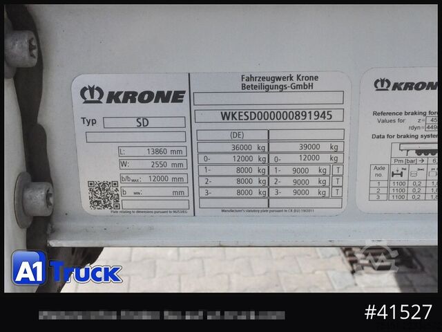 Atvērta puspiekabe ar tentu KRONE SD, Mega, Staplhalterung, Ice Protect, Liftachse,