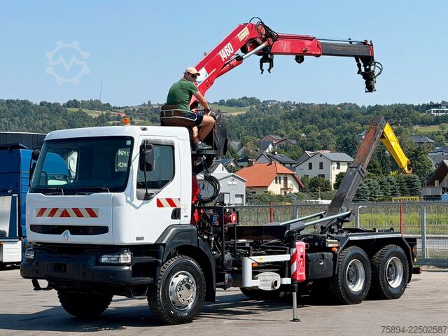 Контейнеровоз з гачком (рол-офф) RENAULT KERAX 370 DCI * ABROLLKIPPER 4,85 m * KRAN * 6x4