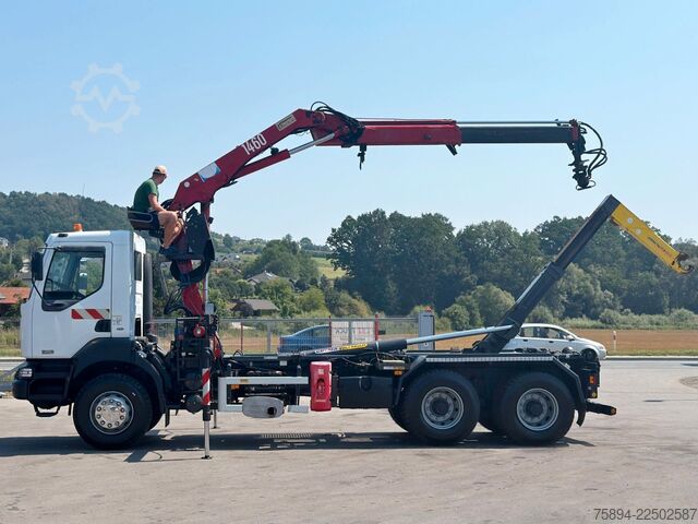 Контейнеровоз з гачком (рол-офф) RENAULT KERAX 370 DCI * ABROLLKIPPER 4,85 m * KRAN * 6x4