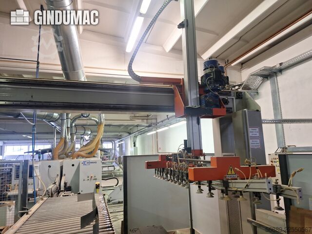 Línea de producción industrial HOMAG WEEKE para el mecanizado de paneles de gran volumen y enchapado HOMAG WEEKE industrial production line for high-volume panel processing and edge-banding