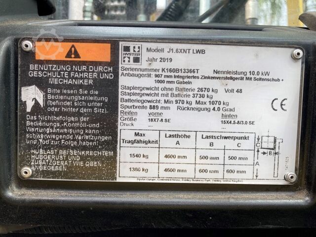 Elektrisk trehjulsgaffeltruck Hyster J 1.6 XNT LWB