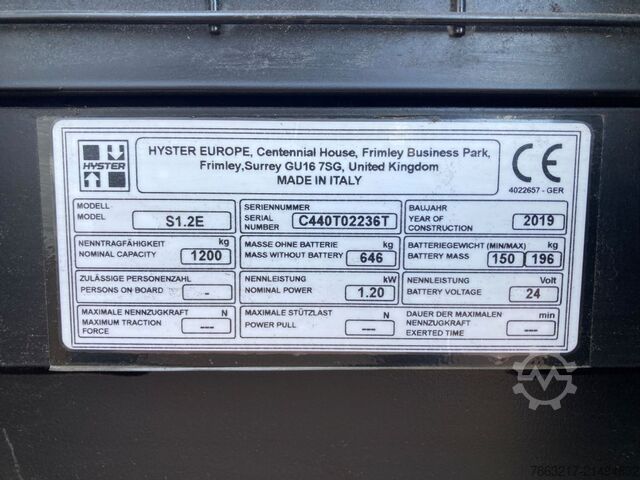 ручной штабелер Hyster S 1.2E