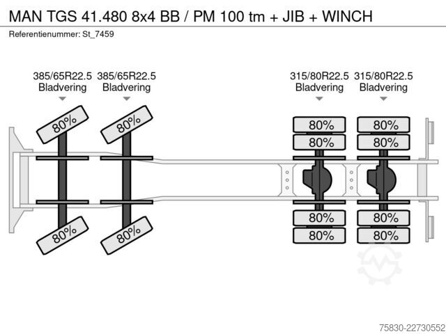 クレーン車 MAN TGS 41.480 8x4 BB / PM 100 tm + JIB + WINCH