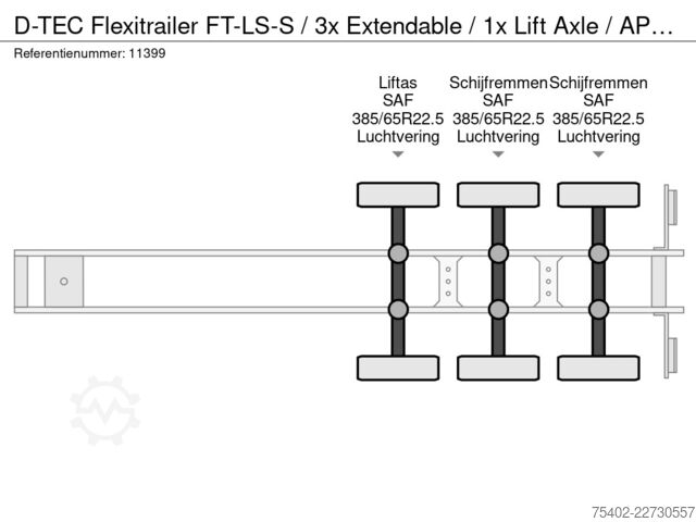 Gámaflutningar D-TEC Flexitrailer FT-LS-S / 3x Extendable / 1x Lift ...