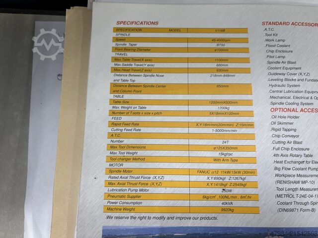 Vertikalni obradni centar YCM SUPERMAX V116B