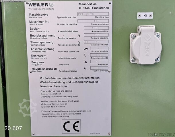 Tour à centre et tour à broche d'alimentation WEILER PRIMUS VC