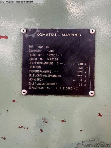 Press hingga 1000 KN KOMATSU-MAYPRES OBA 80