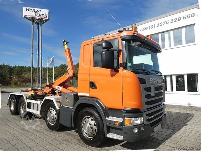 Camión portacontenedores de gancho SCANIA G 410/8x4 Abrollkipper AP Achsen
