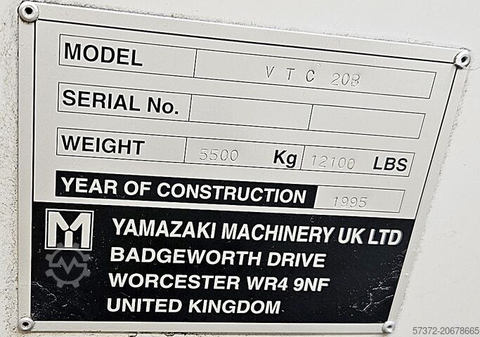 CNC 수직 머시닝 센터 Mazak VTC-20 B