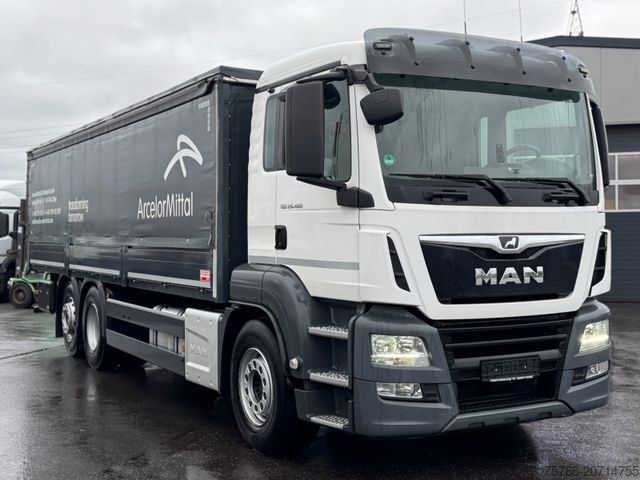 Camión plataforma con toldo MAN TGS 26.460 L / LENKACHSE / STAHLPRITSCHE