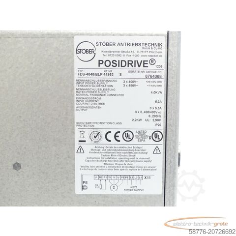 Stöber FDS-4040 / BLP Posidrive Frequenzumrichter SN:8764068 - ! -