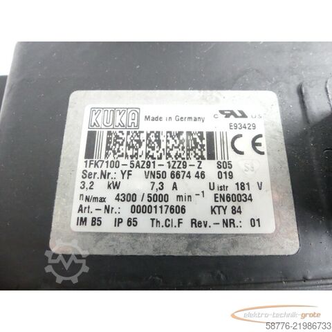 Riadiaca jednotka KUKA Kuka 1FK7100-5AZ91-1ZZ9-Z Servo Motor SN: YFVN50667446019