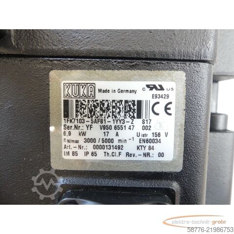 Riadiaca jednotka KUKA Kuka 1FK7103-5AF81-1YY3-Z Servo Motor SN: YFV950655147002