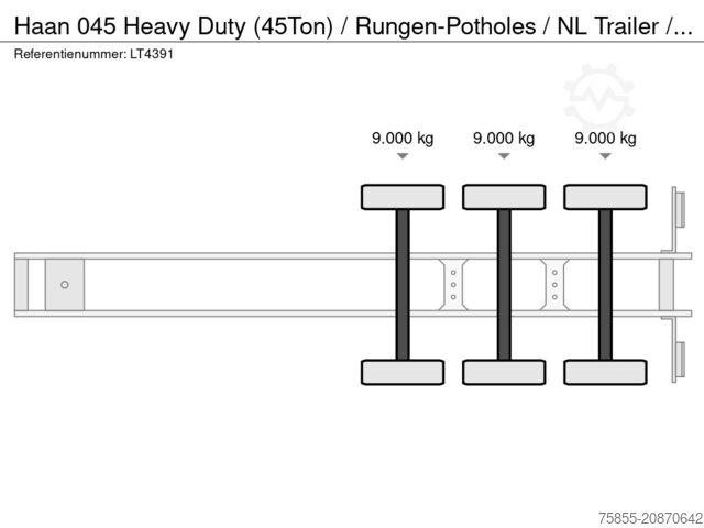 Plataforma remolque Haan 045 Heavy Duty (45Ton) / Rungen-Potholes / NL T...