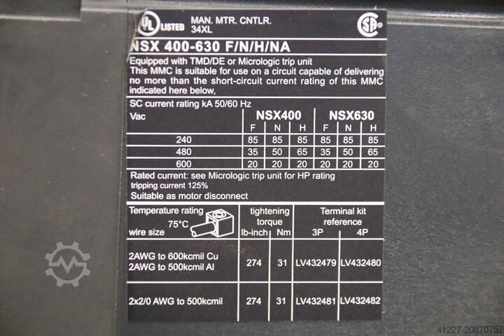 Load break switch Schneider Electric NSX 400-630 F/N/H/NA