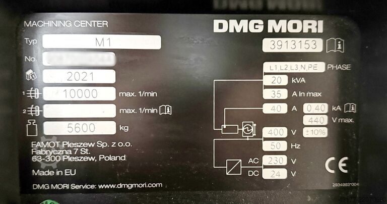Centro de mecanizado CNC vertical DMG MORI M1 - Plus - Sinumerik 828D